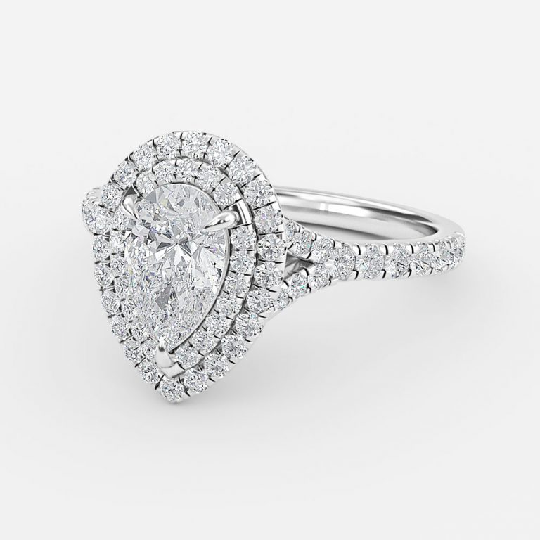 Pear Double Halo Engagement Ring