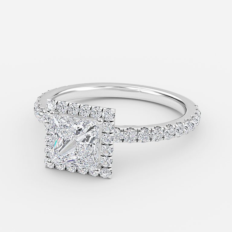 Princess Halo Engagement Ring