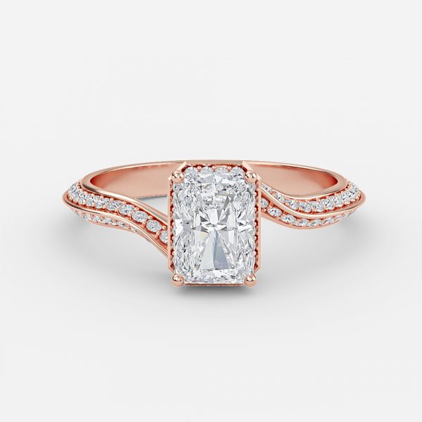 Radiant Hidden Halo Engagement Ring
