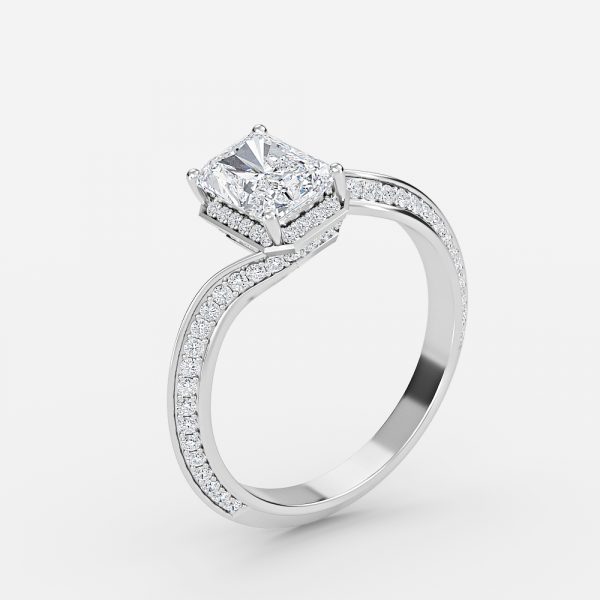 Radiant Hidden Halo Engagement Ring
