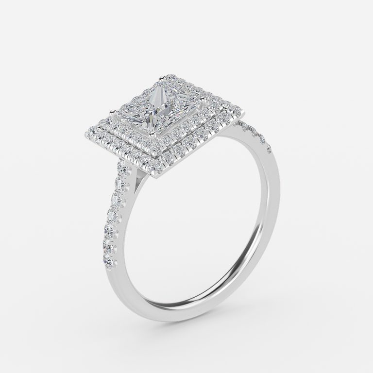 Princess Double Halo Engagement Ring