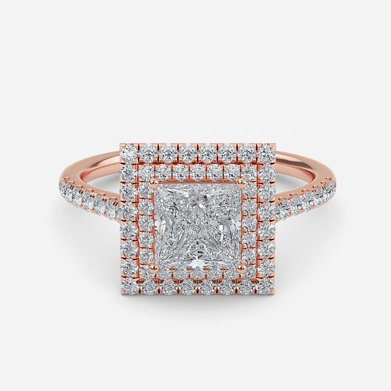 Princess Double Halo Engagement Ring