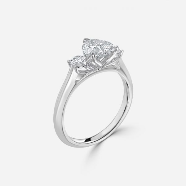 Heart Three Stone Engagement Ring