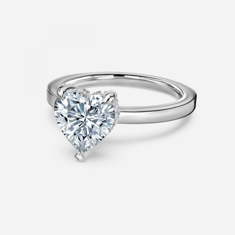 Heart Hidden Halo Engagement Ring