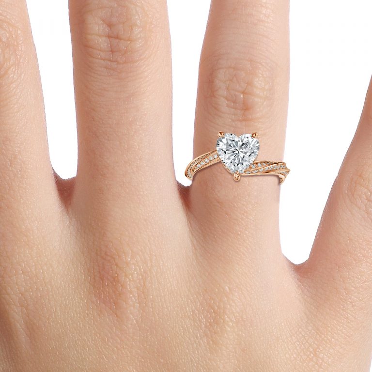Heart Hidden Halo Engagement Ring