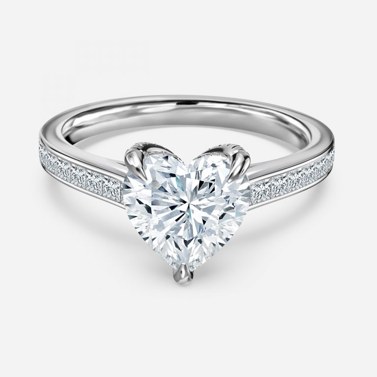 Heart Hidden Halo Engagement Ring