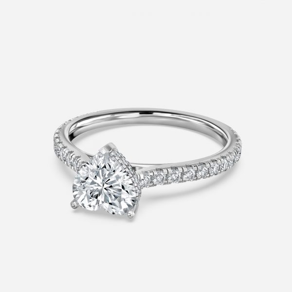 Heart Hidden Halo Engagement Ring