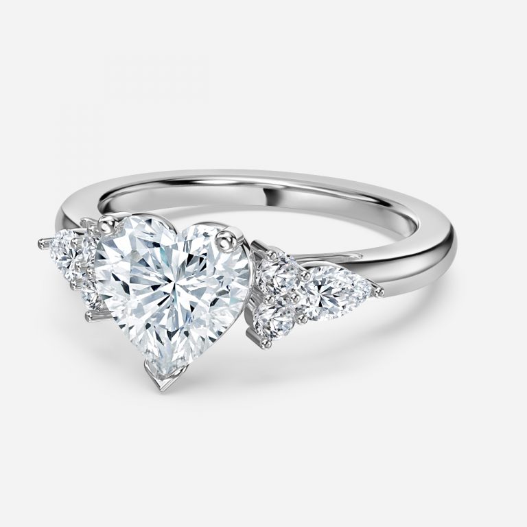 Heart Three Stone Engagement Ring