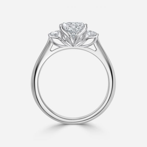 Heart Three Stone Engagement Ring