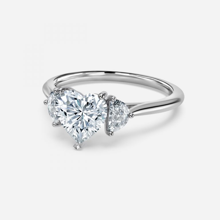 Heart Three Stone Engagement Ring
