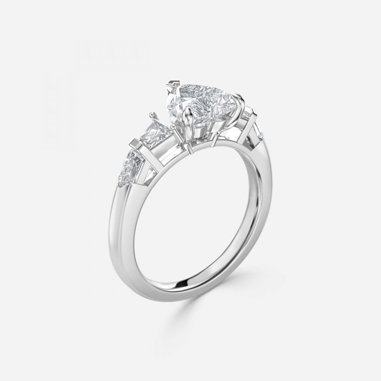 Heart Three Stone Engagement Ring
