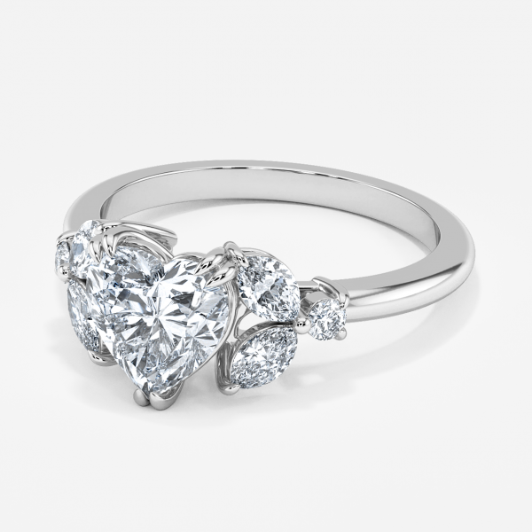 Heart Three Stone Engagement Ring