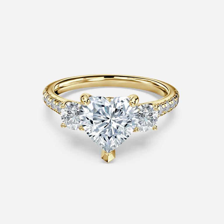 Heart Three Stone Engagement Ring