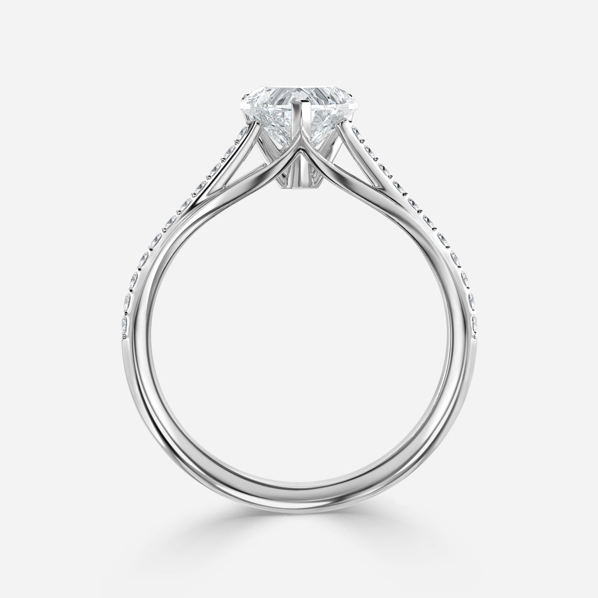 Heart Diamond Band Engagement Ring
