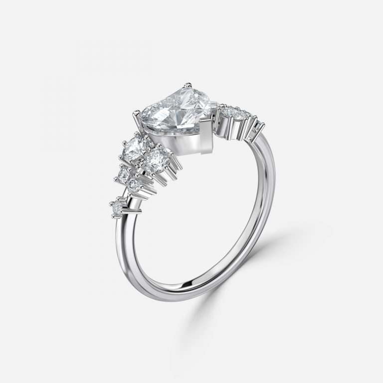 Heart Cluster Engagement Ring