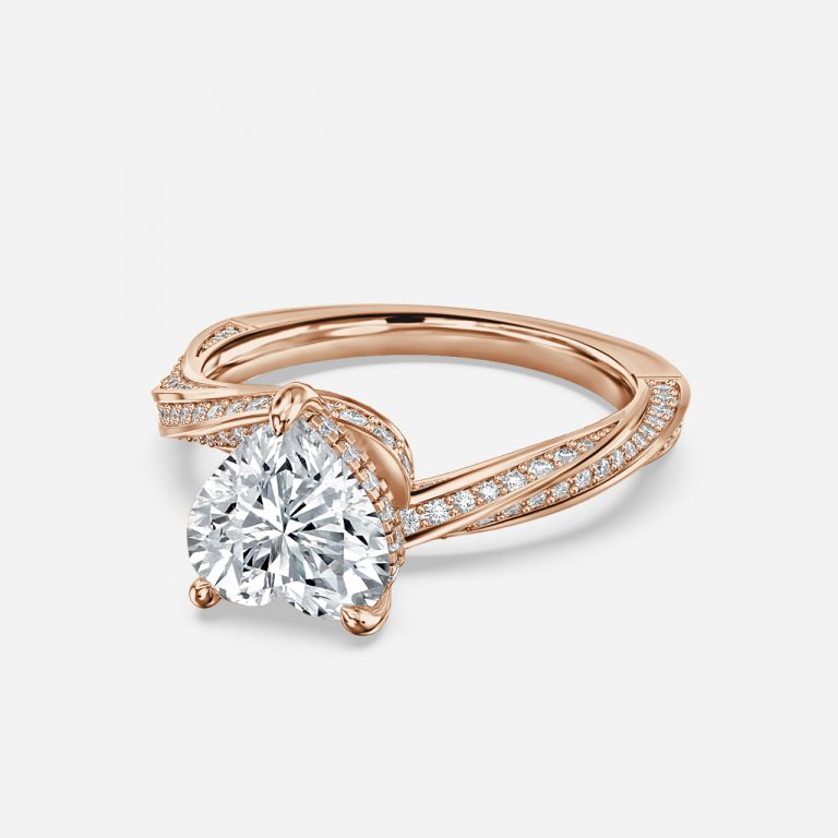 Heart Hidden Halo Engagement Ring