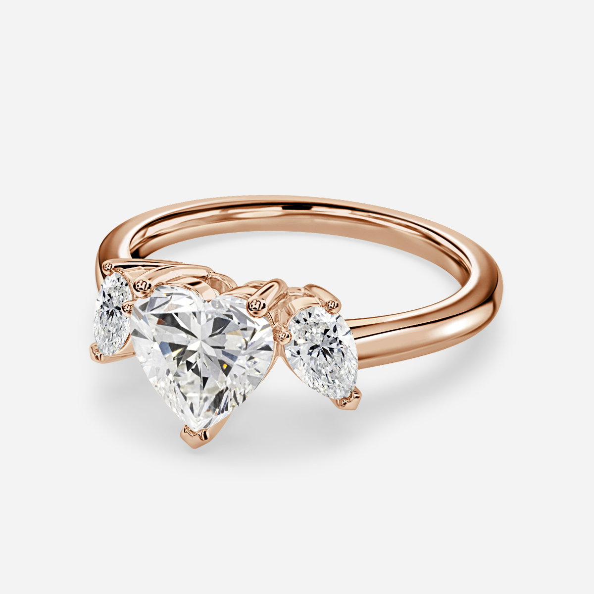 Heart Three Stone Engagement Ring