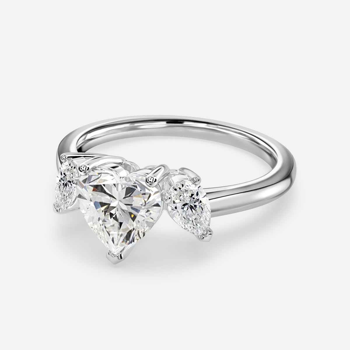 Heart Three Stone Engagement Ring