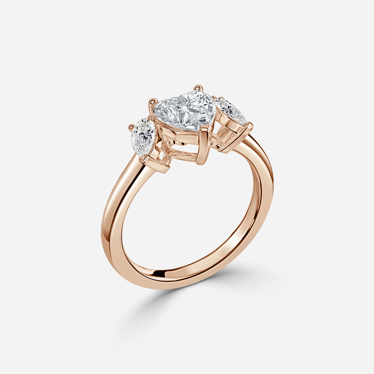 Heart Three Stone Engagement Ring