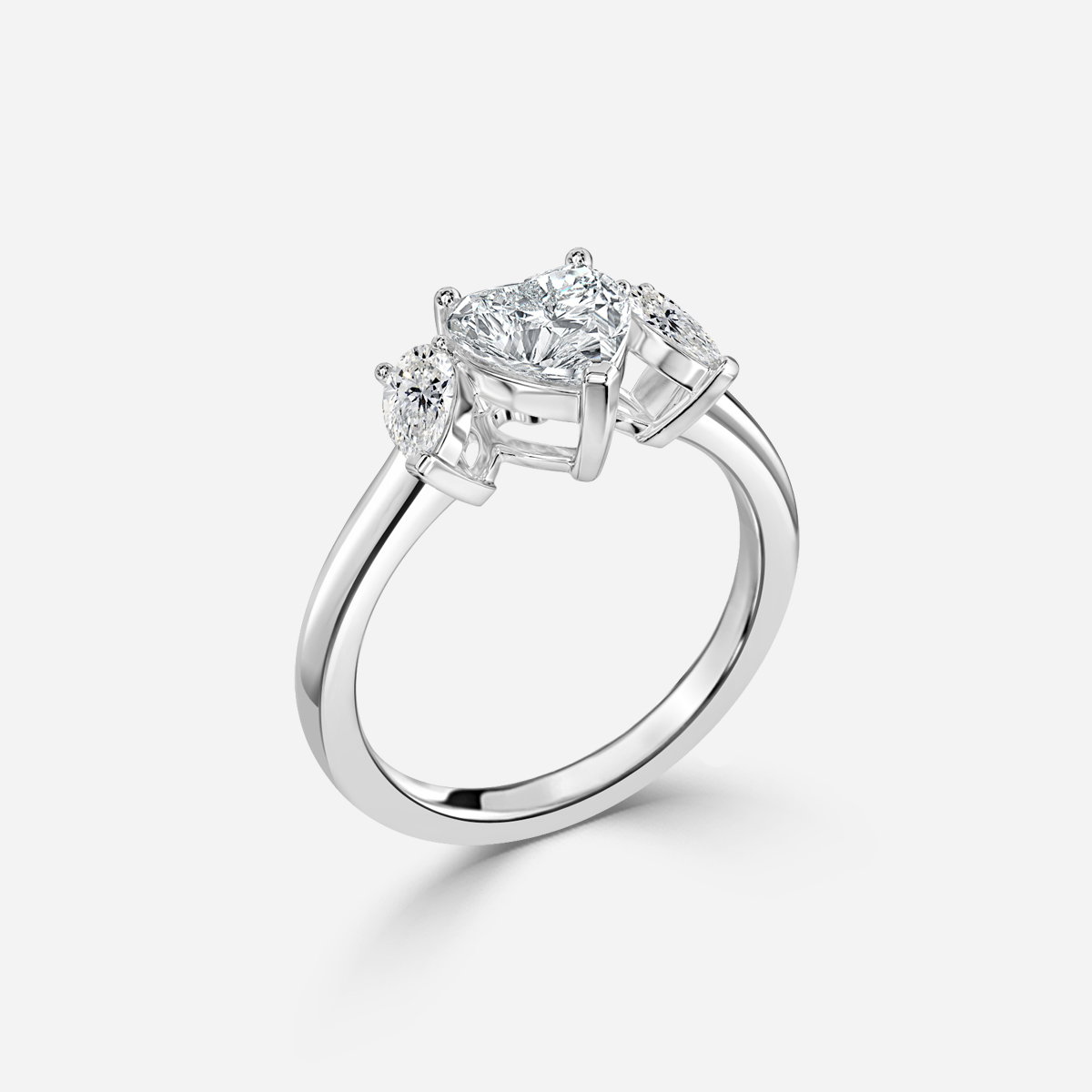Heart Three Stone Engagement Ring
