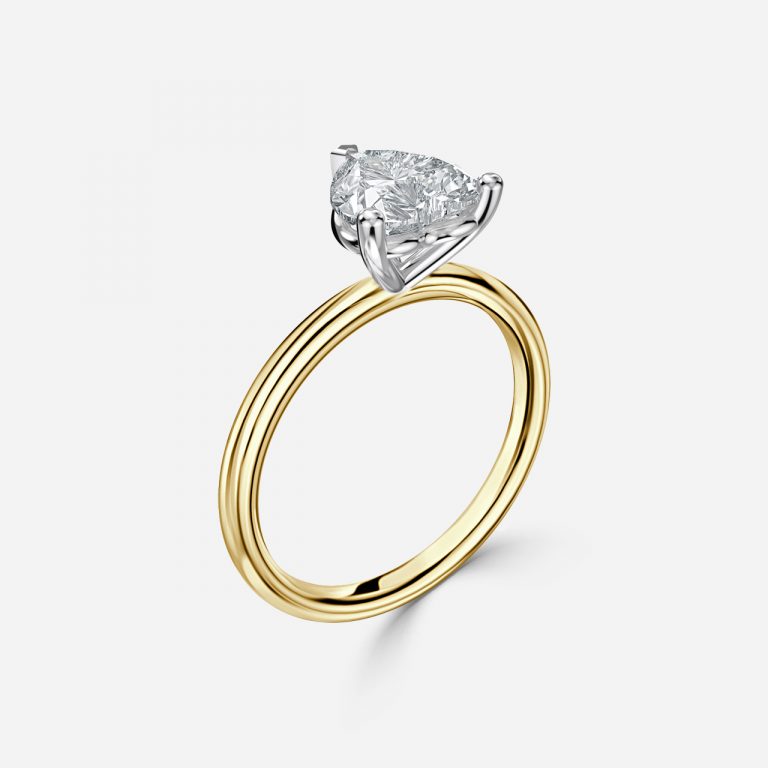 Heart Two Tone Solitaire Engagement Ring