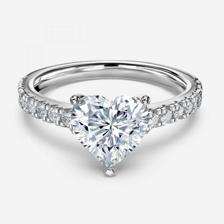 Heart Diamond Band Engagement Ring