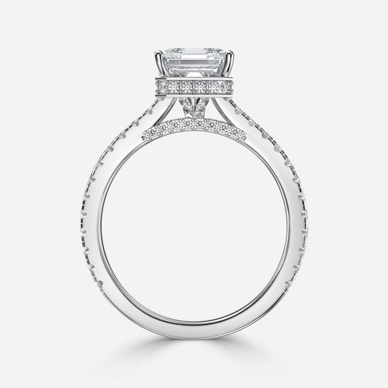 Asscher Hidden Halo Engagement Ring