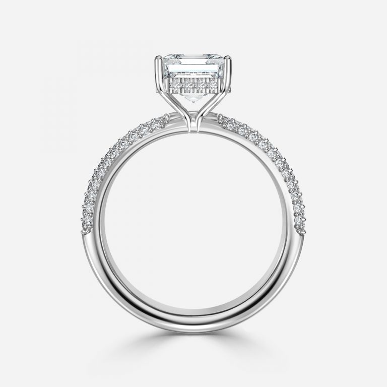 Asscher Hidden Halo Engagement Ring