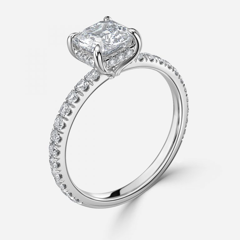 Asscher Hidden Halo Engagement Ring