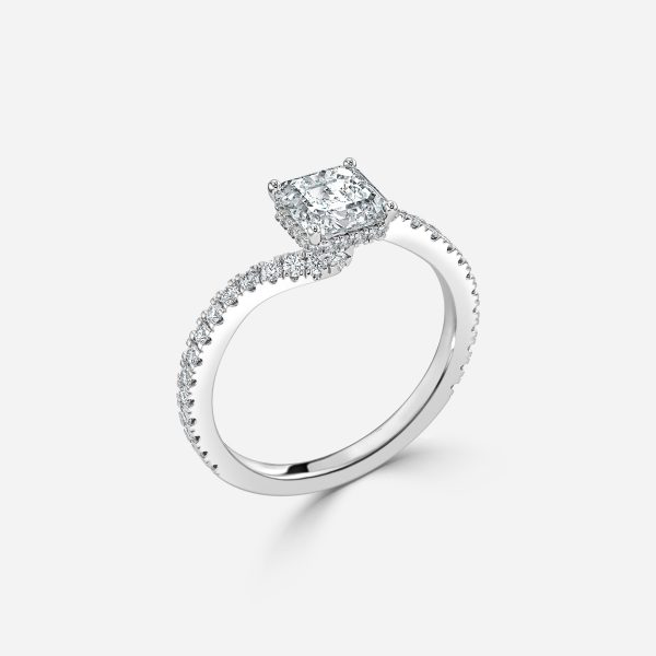 Asscher Hidden Halo Engagement Ring