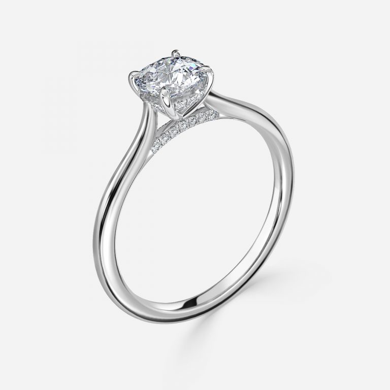 Cushion Hidden Halo Engagement Ring
