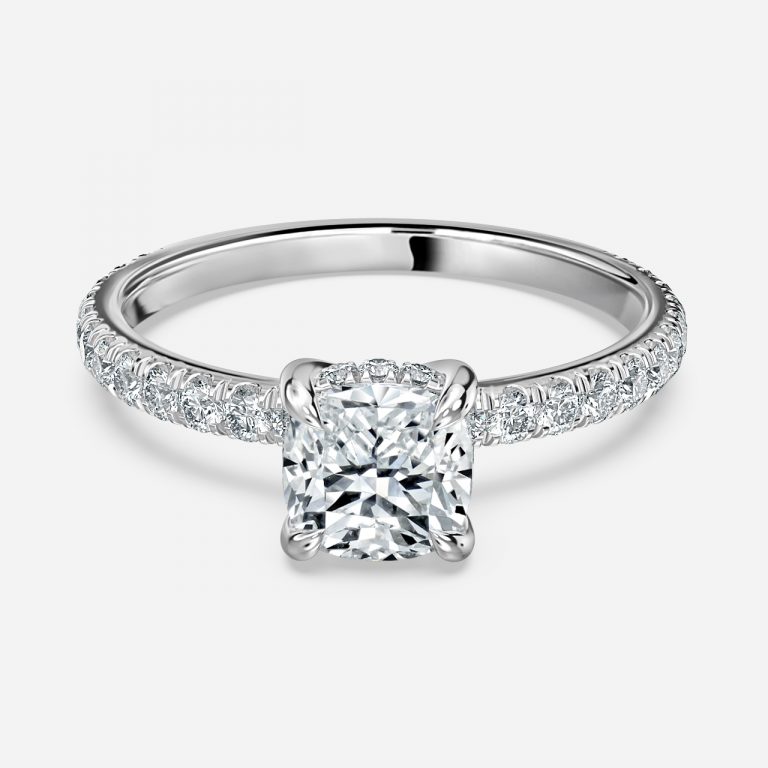 Cushion Hidden Halo Engagement Ring