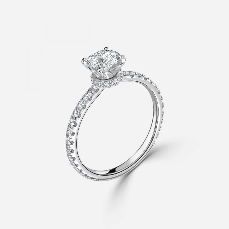 Cushion Hidden Halo Engagement Ring