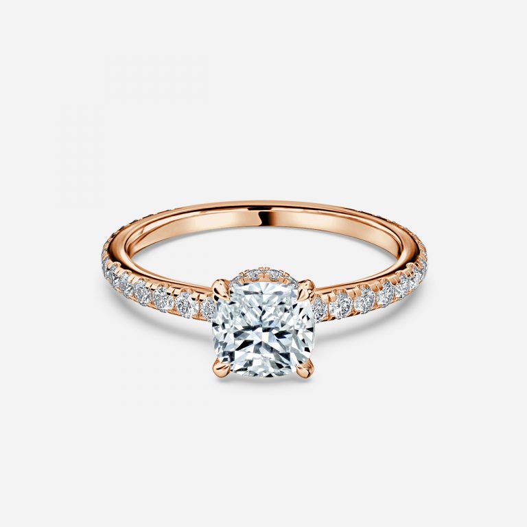 Cushion Hidden Halo Engagement Ring