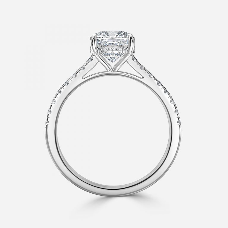 Cushion Hidden Halo Engagement Ring