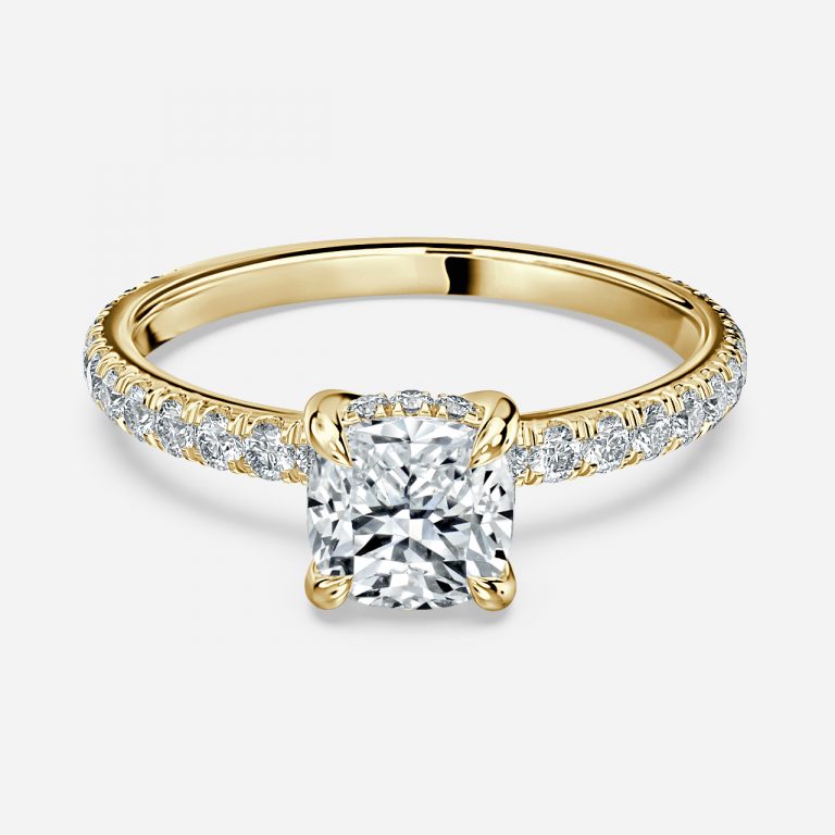 Cushion Hidden Halo Engagement Ring