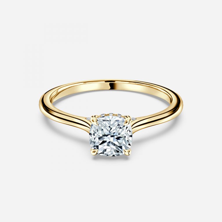 Cushion Hidden Halo Engagement Ring