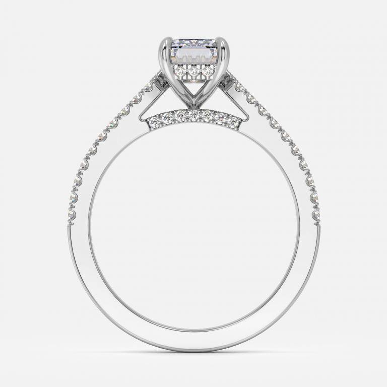 Emerald Hidden Halo Engagement Ring