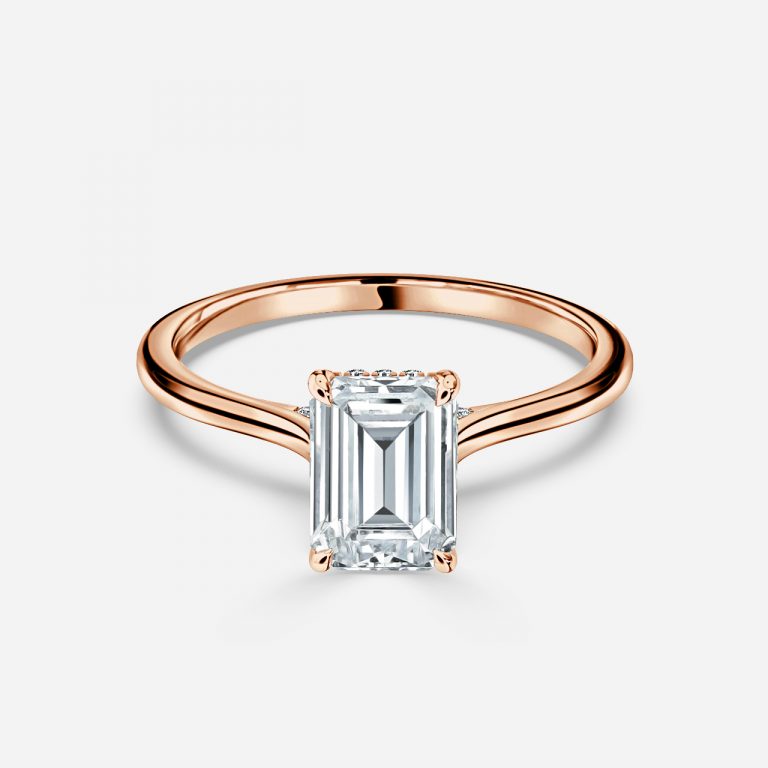 Emerald Hidden Halo Engagement Ring