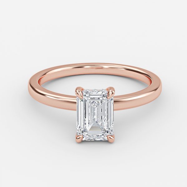 Emerald Hidden Halo Engagement Ring