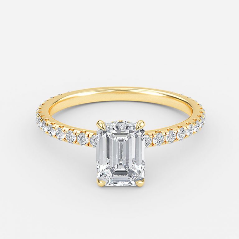 Emerald Hidden Halo Engagement Ring