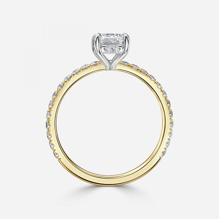 Emerald Hidden Halo Engagement Ring