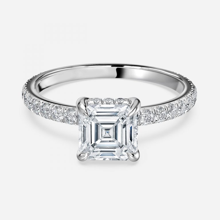 Asscher Hidden Halo Engagement Ring