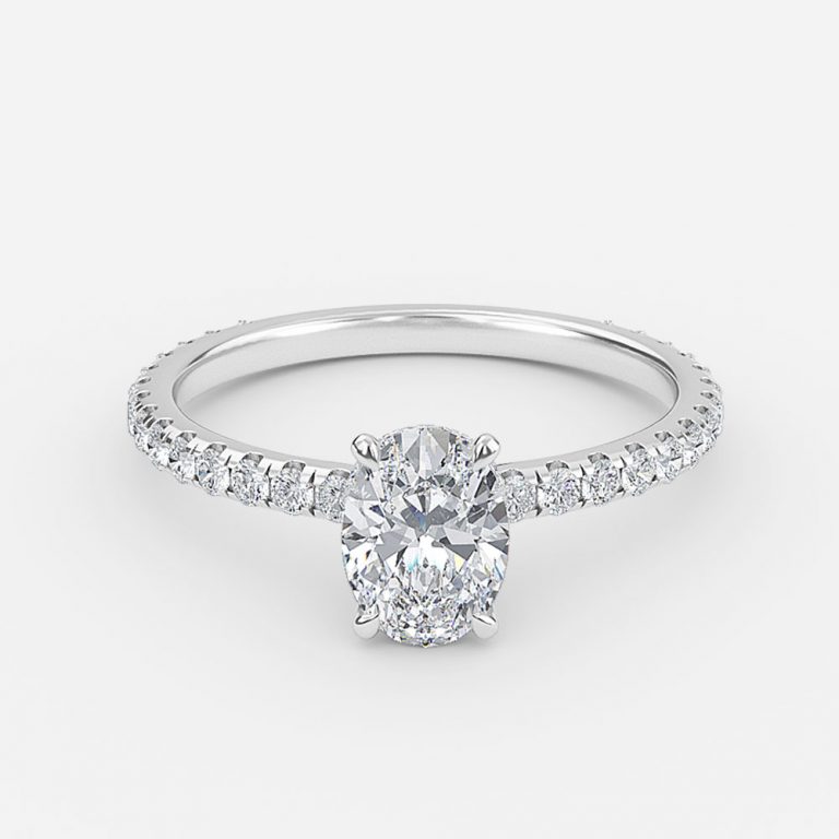 Oval Hidden Halo Engagement Ring