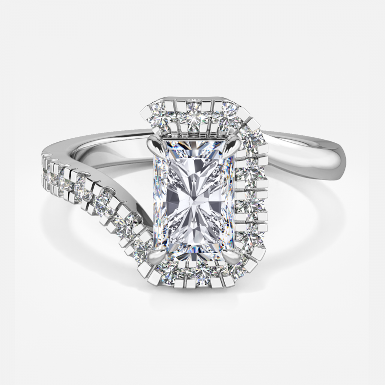 Radiant Halo Engagement Ring