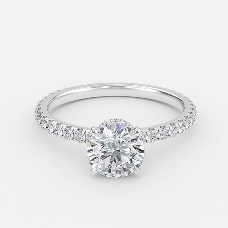 Round Hidden Halo Engagement Ring