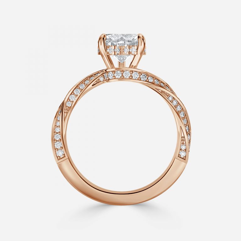Heart Hidden Halo Engagement Ring