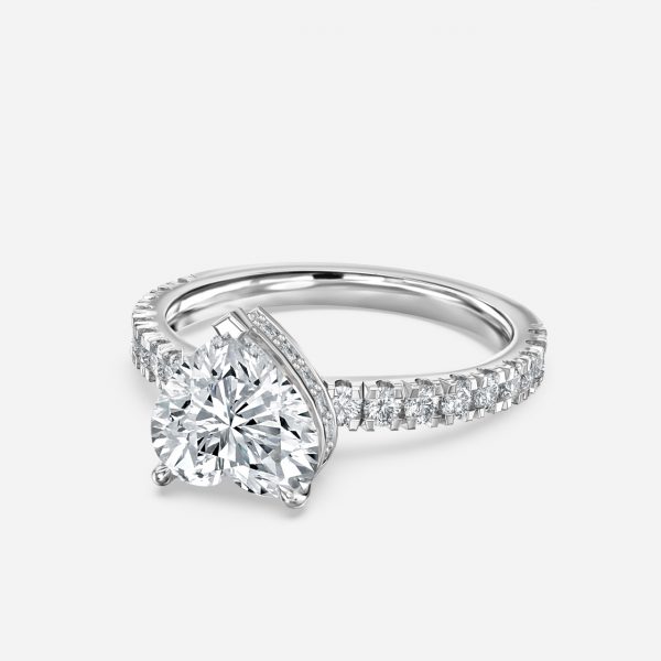 Heart Hidden Halo Engagement Ring