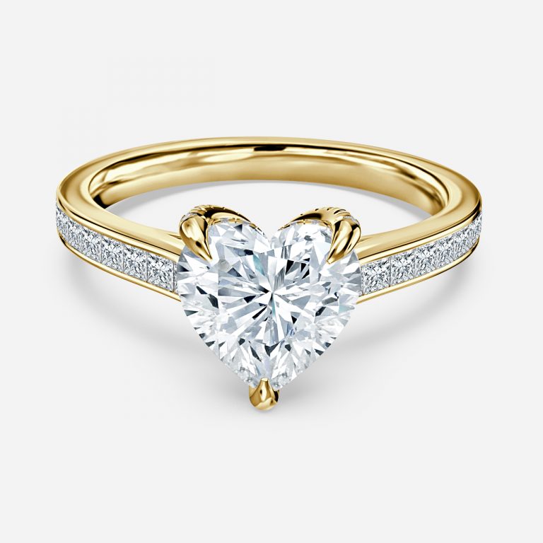 Heart Hidden Halo Engagement Ring