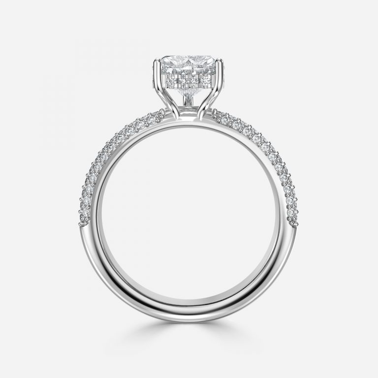 Heart Hidden Halo Engagement Ring